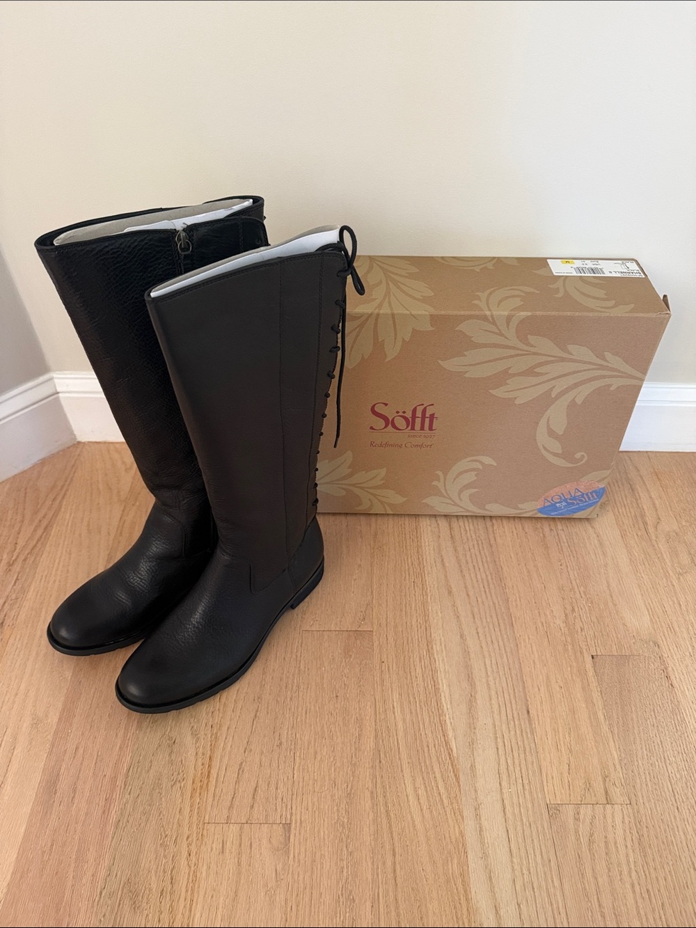 Sofft Black Lace-Up Tall Riding Boots